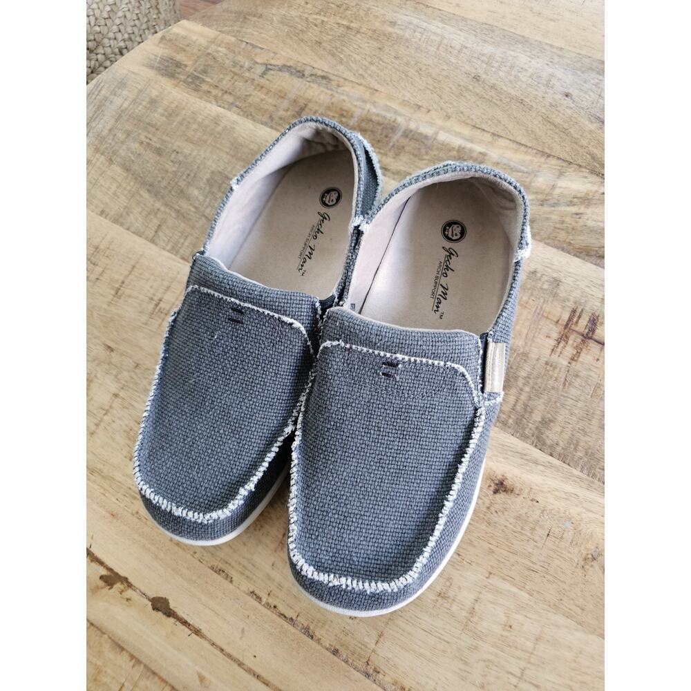 Gecko Man Mens 11 Wide Gray Casual Comfort Slip On Slide Loafer Deck Shoes